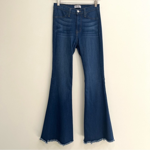 Judy Blue Flare Jeans High Rise Raw Hem Medium Wash Size 28 - Picture 2 of 12